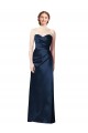Online Faux Wrap A-Line Long Satin Bridesmaid Dress with Draped Bodice UK