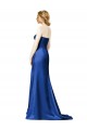 Online Faux Wrap A-Line Long Satin Bridesmaid Dress with Draped Bodice UK