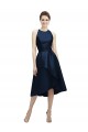 Online Halter Neck Short Tea Length Sleeveless Satin Bridesmaid Dress UK
