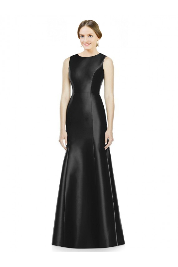 Online Full Length Mermaid Long Satin Bridesmaid Dress with Keyhole Back UK
