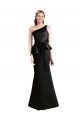 Online Long One Shoulder Satin Bridesmaid Dress with Bow Ties UK