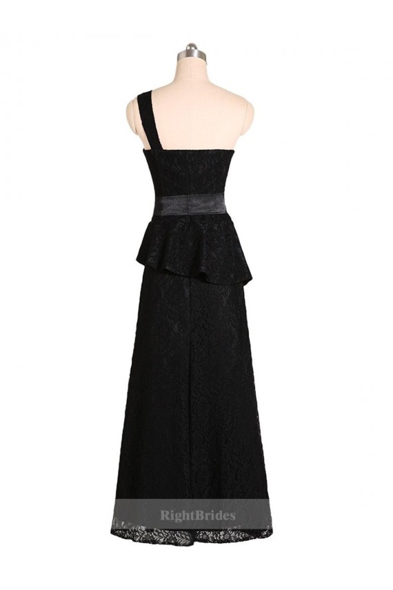 Online Long One Shoulder Satin Bridesmaid Dress with Bow Ties UK