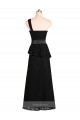 Online Long One Shoulder Satin Bridesmaid Dress with Bow Ties UK