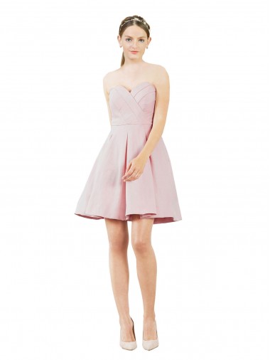 Online Short Knee Length Sweetheart Satin Cocktail Bridesmaid Dress UK