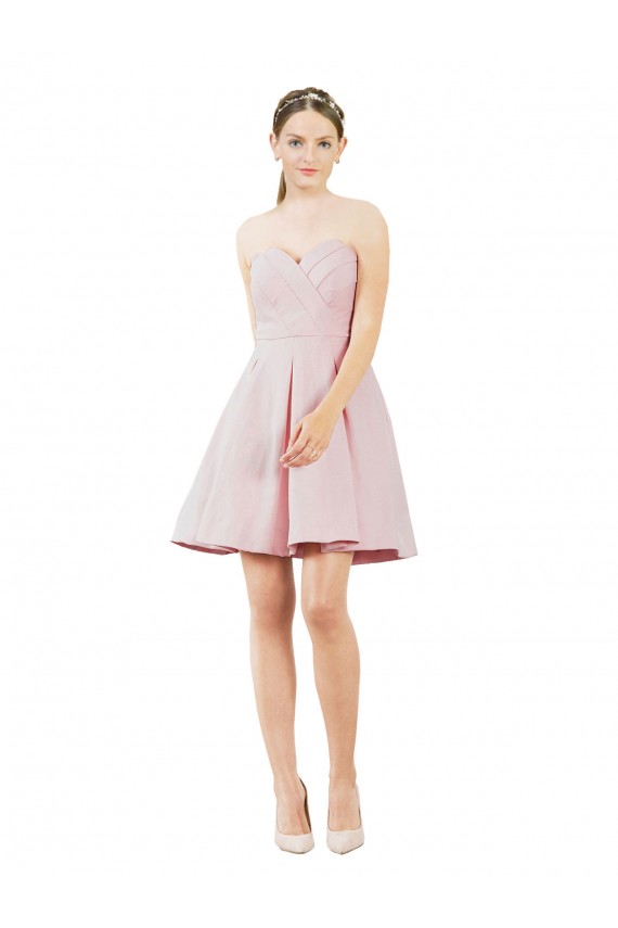 Online Short Knee Length Sweetheart Satin Cocktail Bridesmaid Dress UK