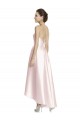 Online Long High-Low Halter Satin Bridesmaid Dress with Criss-Cross Back UK