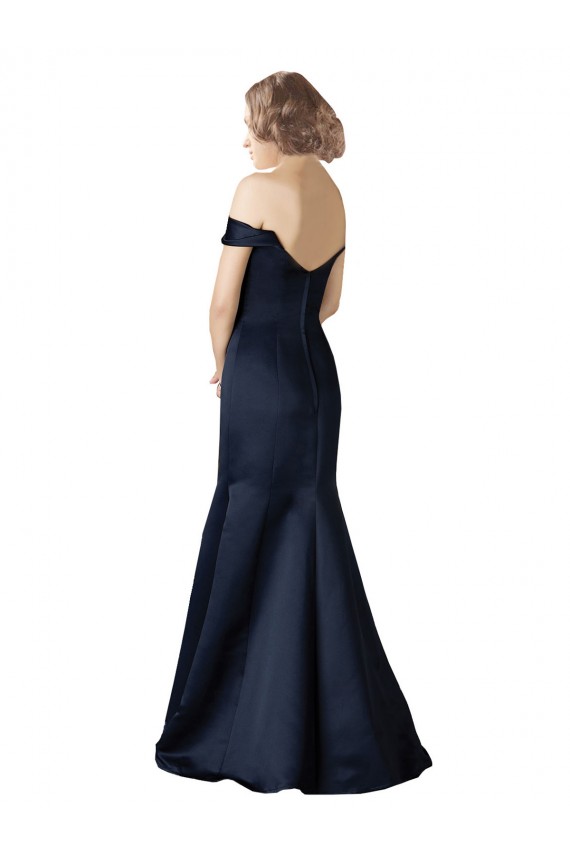 Online Fit and Flare Satin Bridesmaid Dress / Prom Dress with Off the Shoulder Neckline UK