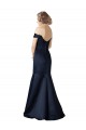 Online Fit and Flare Satin Bridesmaid Dress / Prom Dress with Off the Shoulder Neckline UK