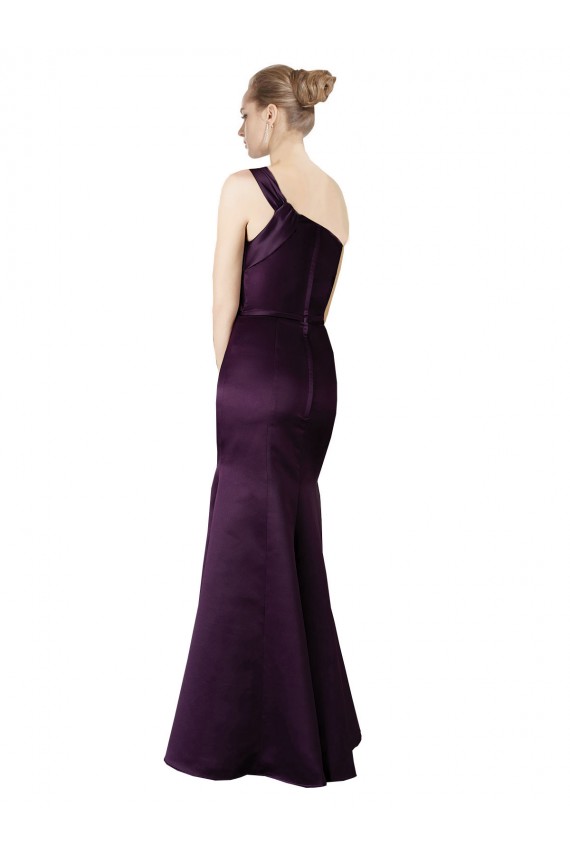 Online Long Ruched Neckline One Shoulder Satin Bridesmaid Dress / Prom Dress UK
