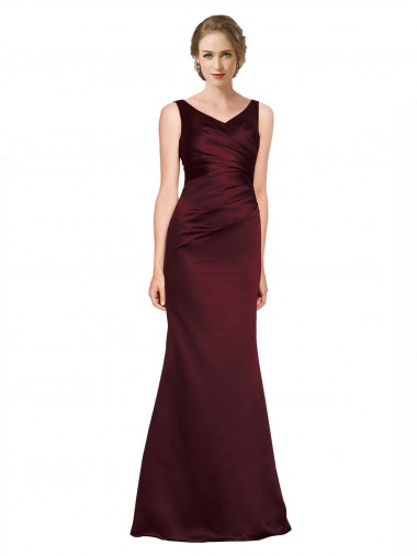 Online Figure Shaping Formal Satin Bridesmaid Dress / Prom Dress with Structured Pleats UK