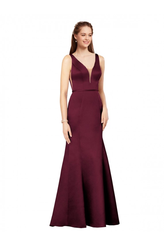 Online Sexy Formal Satin Bridesmaid Dress / Prom Dress with Side Cutouts UK