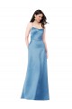Online Crossing Strap Back Pleated Bodice Long Formal Satin Bridesmaid Dress / Prom Dress UK