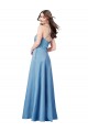 Online Crossing Strap Back Pleated Bodice Long Formal Satin Bridesmaid Dress / Prom Dress UK