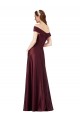 Online Long Off the Shoulder Formal Satin Bridesmaid Dress / Prom Dress with Thigh-high Slit UK