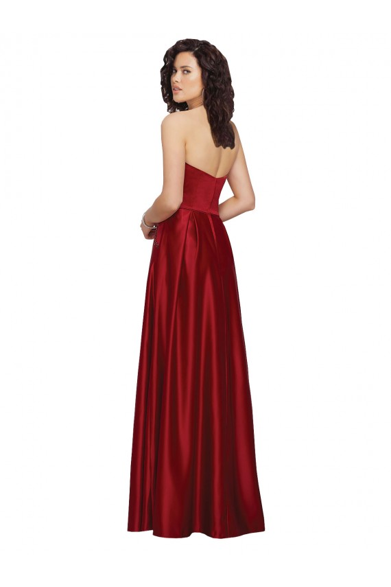 Online Strapless Satin Bridesmaids Dress with Beaded Pocket and Soft Pleating UK