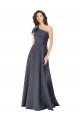 Online Rouched One Shoulder Floor Length Formal Satin Bridesmaid Dress / Prom Dress with Bow UK