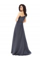 Online Rouched One Shoulder Floor Length Formal Satin Bridesmaid Dress / Prom Dress with Bow UK