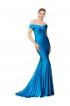 Online Off the Shoulder Long Chapel Train Formal Satin Bridesmaid Dress / Prom Dress UK
