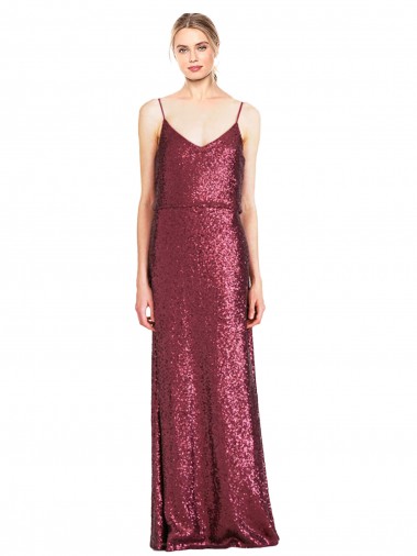 Online High Neck Halter Long Slim Formal Sequin Bridesmaid Dress / Prom Dress with V-Neck and Blouson Bodice UK