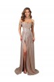 Online Strapless Scoop Neck Off the Shoulder Long Formal Sequin Bridesmaid Dress / Prom Dress with High Slit UK