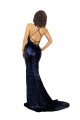 Online Mermaid V-Neck Low Back Long Formal Sequin Bridesmaid Dress / Prom Dress UK
