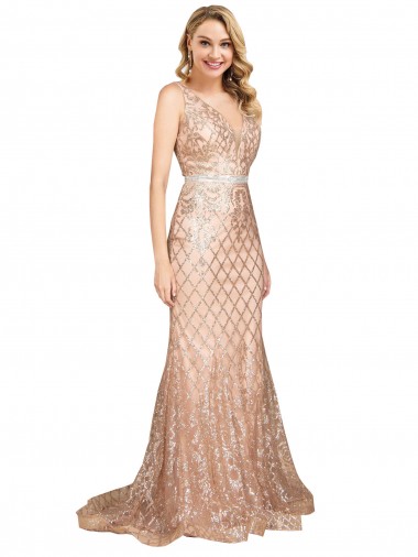 Online Sleek Long Mermaid Formal Sparkling Sequin Bridesmaid Dress / Prom Dress UK