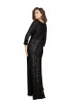 Online Deep V-Neckline Full Back Long Sleeves Sparkling Formal Sequin Bridesmaid Dress / Prom Dress with High Slit UK
