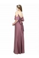 Online Draped Cold Shoulder Sleeves Long Formal Silky Satin Bridesmaid Dress / Prom Dress with Slit and Tie Back UK