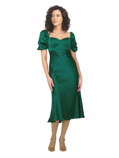 Online Ruched Sleeve Formal Silky Satin Bridesmaid Dress / Prom Dress UK