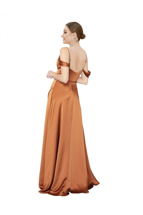 Online Formal Silky Satin Bridesmaid Dress / Prom Dress with Bustier Bodice UK