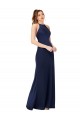 Online High Neck Satin Bridesmaid Dress / Prom Dress with Strappy Back UK