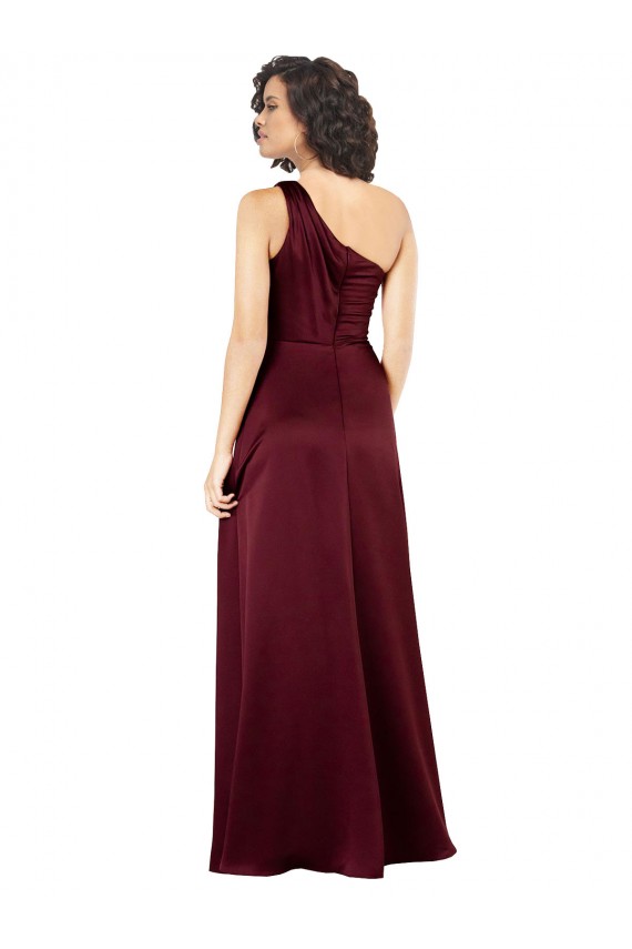 Online One Shoulder Formal Silky Satin Bridesmaid Dress / Prom Dress with Subtle Pleats UK