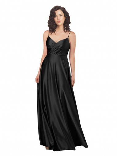Online Full Length V-Neckline Formal Silky Satin Bridesmaid Dress / Prom Dress with Full Skirt UK
