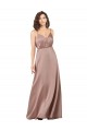 Online Subtle V-Neckline Formal Silky Satin Bridesmaid Dress with Front Button Detail UK
