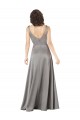 Online Plunging V-Neckline Long A-Line Formal Silky Satin Bridesmaid Dress / Prom Dress UK