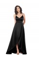 Online High Low V-Neckline Formal Silky Satin Tulip Bridesmaid Dress / Prom Dress with Wrap Skirt UK