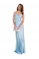 Online Open Back with Ties Cowl Neck Sheath Formal Silky Satin Long Bridessmaid Dress UK