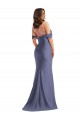 Online Off the Shoulder Corset Formal Silky Satin Mermaid Bridesmaid Dress / Prom Dress with Side Slit UK
