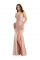 Online Deep V-Neck Formal Silky Satin Mermaid Bridesmaid Dress / Prom Dress with Side Slit UK