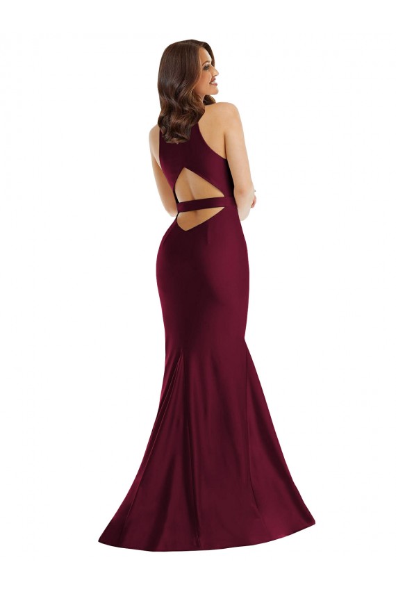 Online Plunge Neckline Cutout Low Back Formal Silky Satin Mermaid Bridesmaid Dress / Prom Dress UK