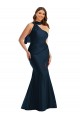 Online Scarf Neck One Shoulder Formal Silky Satin Mermaid Bridesmaid Dress / Prom Dress with Front Slit UK