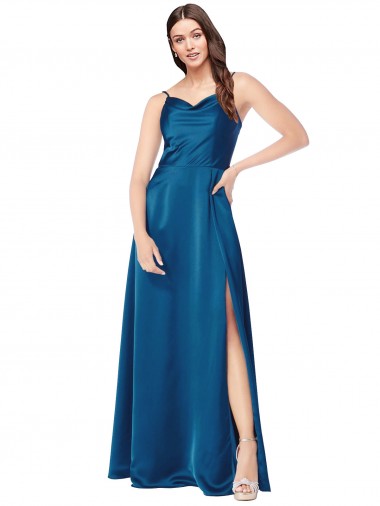 Online Cowl Neck Salky Satin Bridesmaid Dress / Prom Dress UK