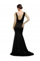 Online V-Neck Full Length Formal Silky Satin Bridesmaid Dress / Prom Dress with Soft Cowl Neck and Sweep Train UK