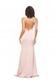 Online Full Length Ruched Formal Silky Satin Bridesmaid Dress / Prom Dress with Low Back and High Split UK