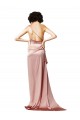 Online Low Back One Shoulder Full Length Formal Silky Satin Bridesmaid Dress / Prom Dress UK