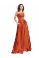 Online Strapless Sweep Train Formal Silky Satin Bridesmaid Dress / Prom Dress with Pleats UK
