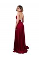Online A-Line Halter Plunge V-Neckline Open Back Formal Spandex Bridesmaid Dress / Prom Dress with Slit UK