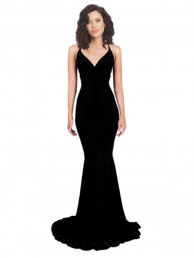 Online Fishtail Shaped V-Neck Open Back Formal Spandex Bridesmaid Dress / Prom Dress UK