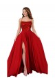 Online Lace Over Bodice Long Spandex Bridesmaid Dress / Prom Dress with Slit UK
