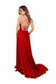 Online Lace Over Bodice Long Spandex Bridesmaid Dress / Prom Dress with Slit UK